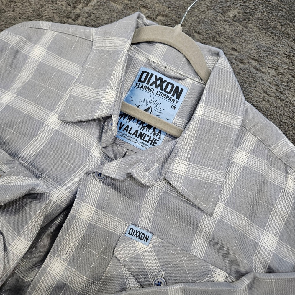 Dixxon Flannel Company Shirt Mens XL Grey Avalanche Plaid D-Tech Long Sleeve